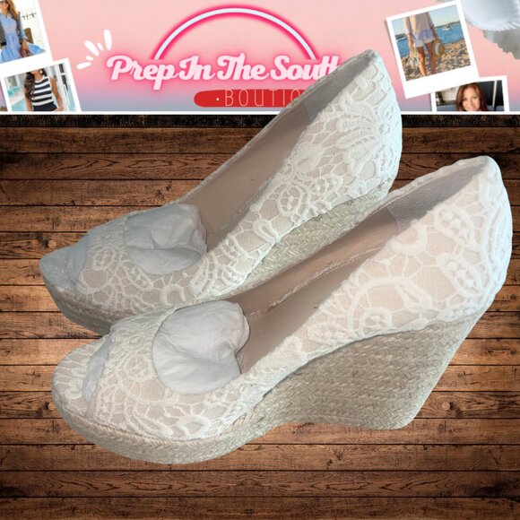 Vince Camuto 'Totsi' Peep Toe Nude Espadrille Wedge Sandals | Size 9.5 - Picture 6 of 12